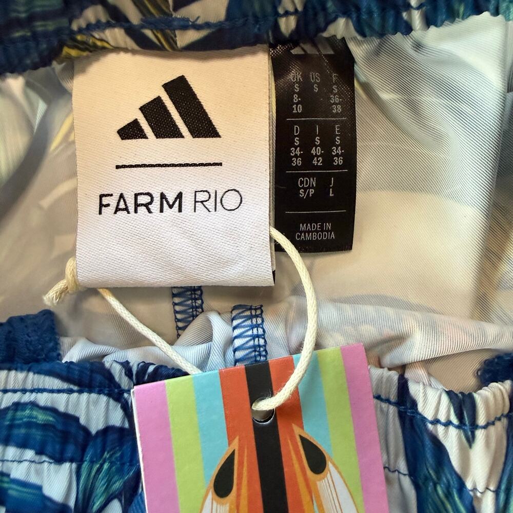 NWT Adidas X Farm Rio Premium Blue Parrot Wide Leg Pants Sample Size Small - Picture 5 of 9